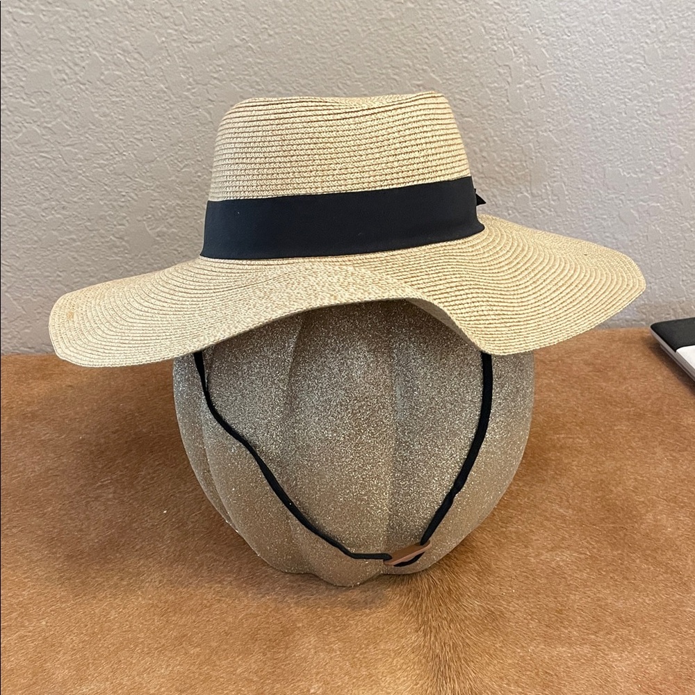Men's Tan Wide Brim Hat with Black Band